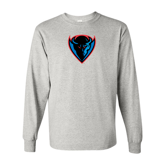 Men's DePaul Blue Demons Gildan Heavy Cotton Long Sleeve T-Shirt