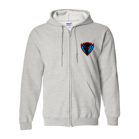 Men's  DePaul Blue Demons Gildan  Heavy Blend Full Zip Hooded Sweatshirt