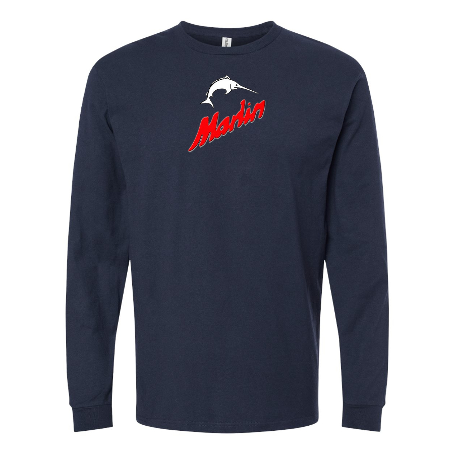 Men's Marlin Logo Cotton Long Sleeve T-Shirt