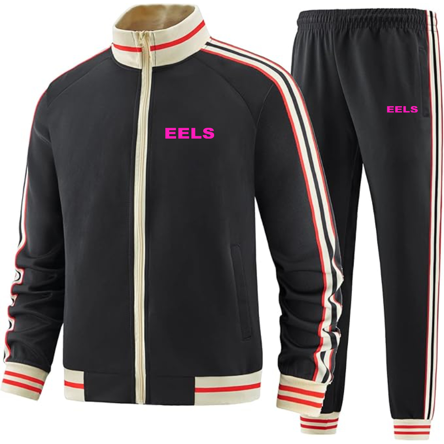 Men's Eels Two Piece Designer Tracksuit with Bold Striped Accents and Zippered Front Elevated Athletic