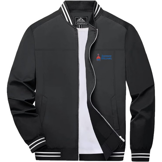 Men's Sherwin Williams Lightweight Zip-Up Bomber Jacket with Ribbed Collar and Cuffs Versatile Casual Outerwear