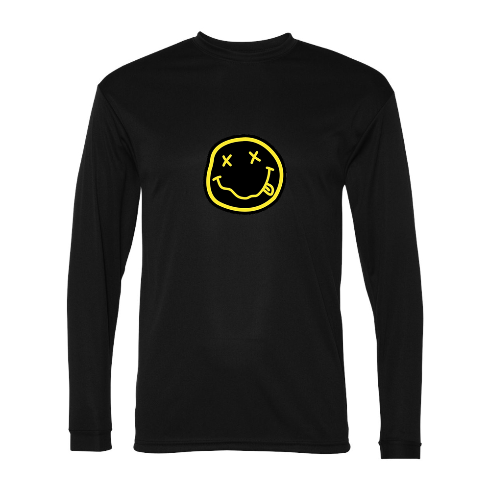 Men's Nirvana Yellow and Black Face Performance Long Sleeve T-Shirt