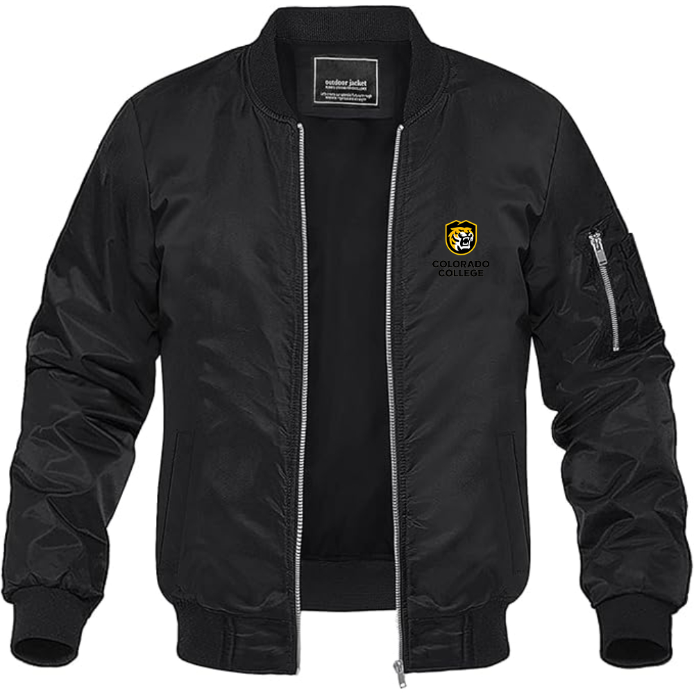 Men's  Colorado College Tigers Lightweight Bomber Jacket Windbreaker Softshell Varsity Jacket Coat