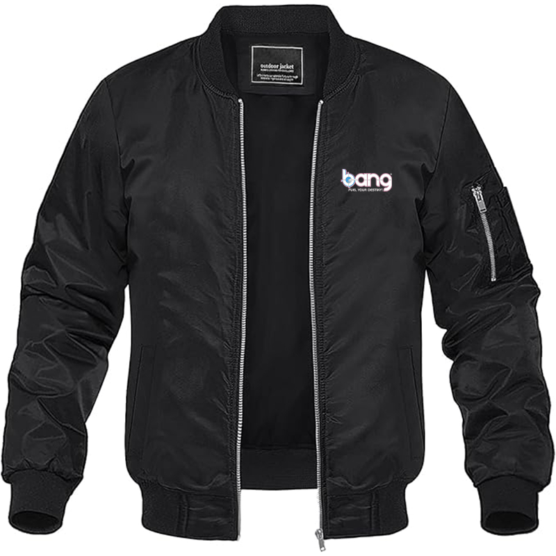 Men's Bang Energy Logo Lightweight Bomber Jacket Windbreaker Softshell Varsity Jacket Coat
