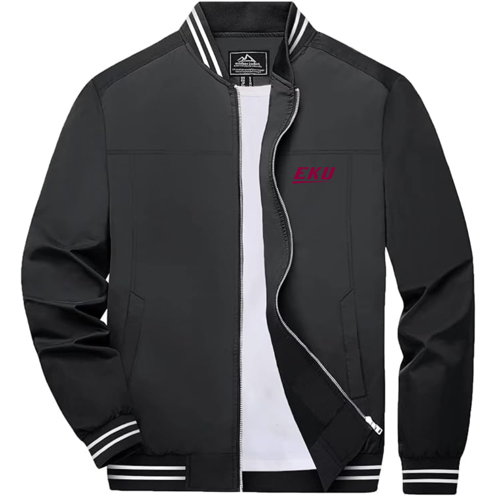 Men's Eastern Kentucky Colonels  Lightweight Zip-Up Bomber Jacket with Ribbed Collar and Cuffs Versatile Casual Outerwear