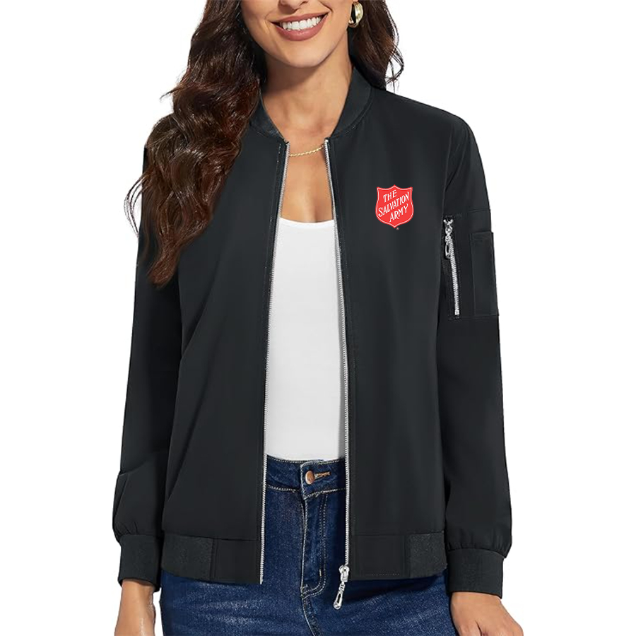 Women's The Salvation Army  Premium Bomber Jacket with Polished Detailing and Functional Sleeve Pocket Modern Luxury Outerwear