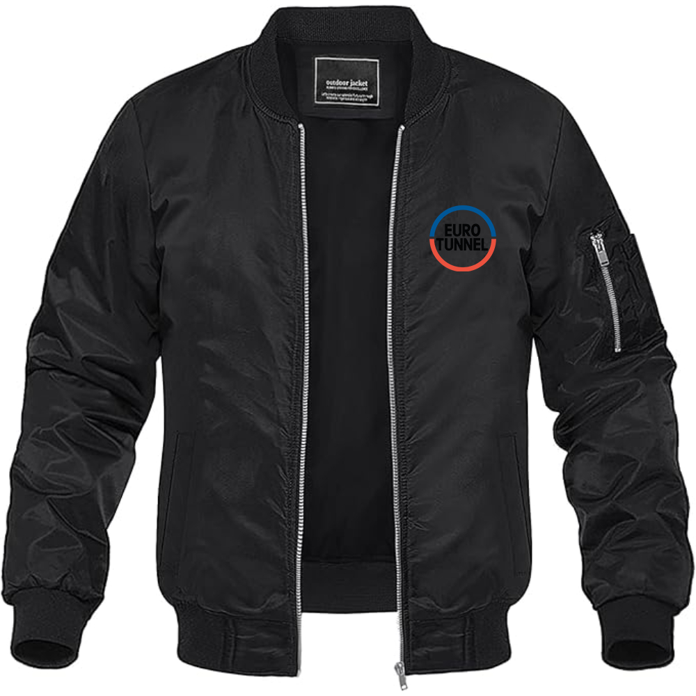 Men's  Eurotunnel   Logo Lightweight Bomber Jacket Windbreaker Softshell Varsity Jacket Coat