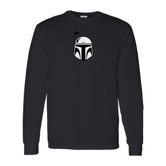 Men's Star Wars Boba Fett Helmet Gildan Heavy Cotton Long Sleeve T-Shirt
