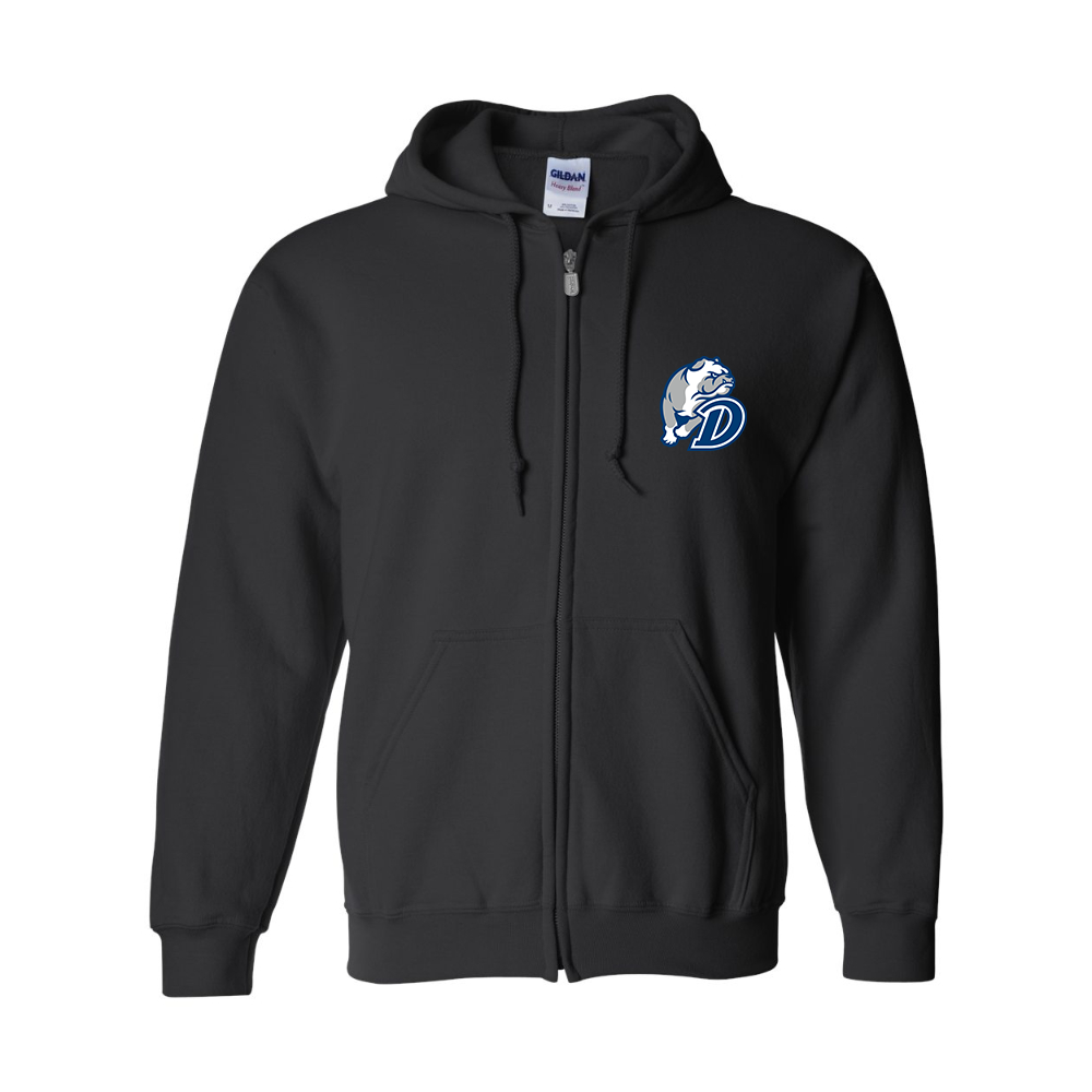 Men's Drake Bulldogs Gildan  Heavy Blend Full Zip Hooded Sweatshirt