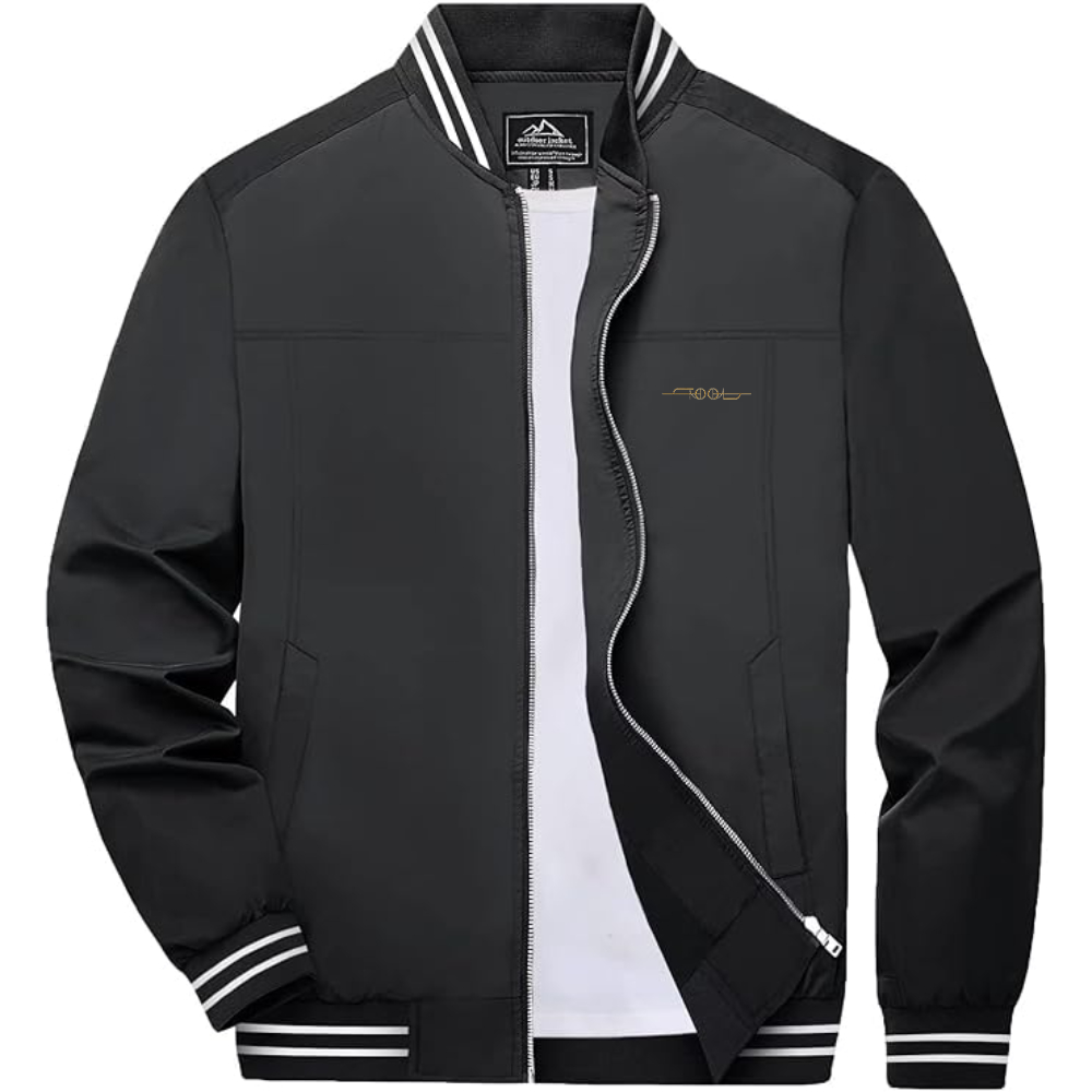 Men's  Tool Lightweight Zip-Up Bomber Jacket with Ribbed Collar and Cuffs Versatile Casual Outerwear