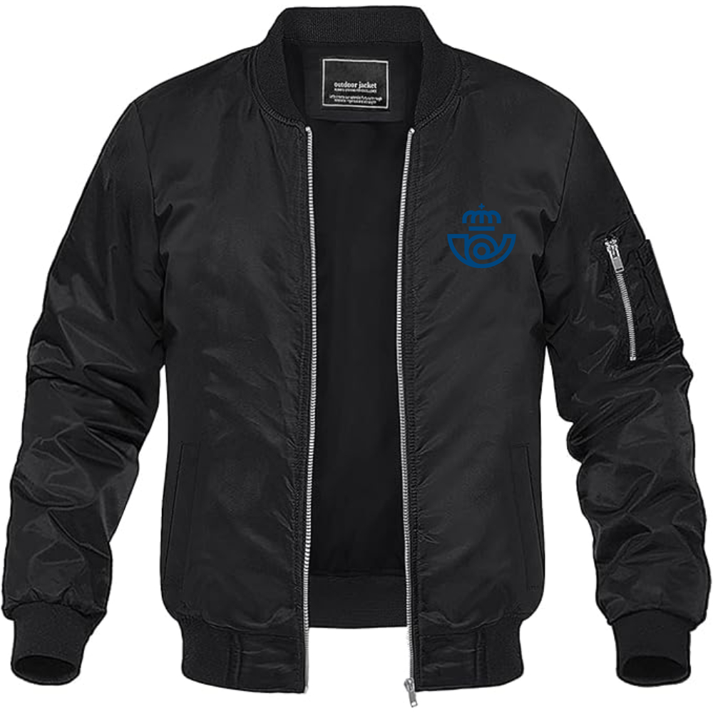 Men's  Correos Logo  Lightweight Bomber Jacket Windbreaker Softshell Varsity Jacket Coat