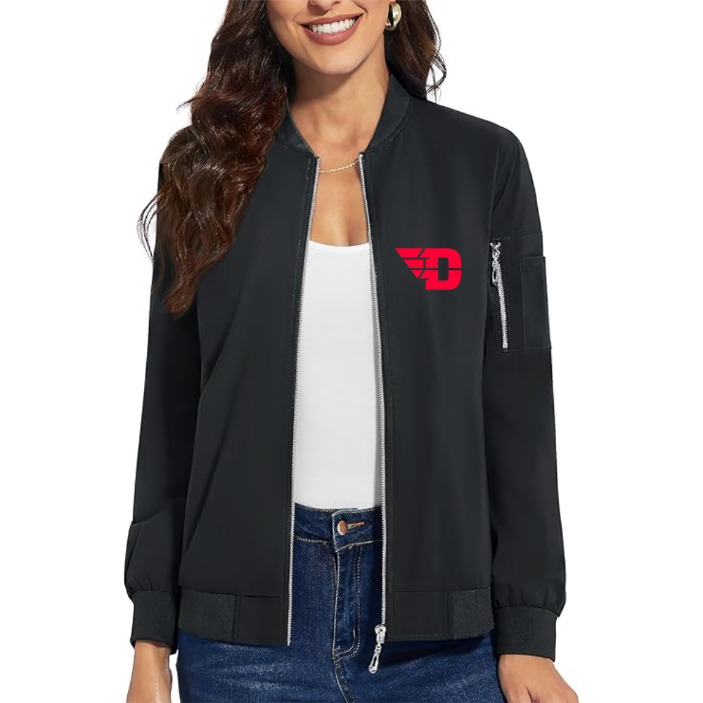 Women's   Dayton Flyers  Premium Bomber Jacket with Polished Detailing and Functional Sleeve Pocket Modern Luxury Outerwear