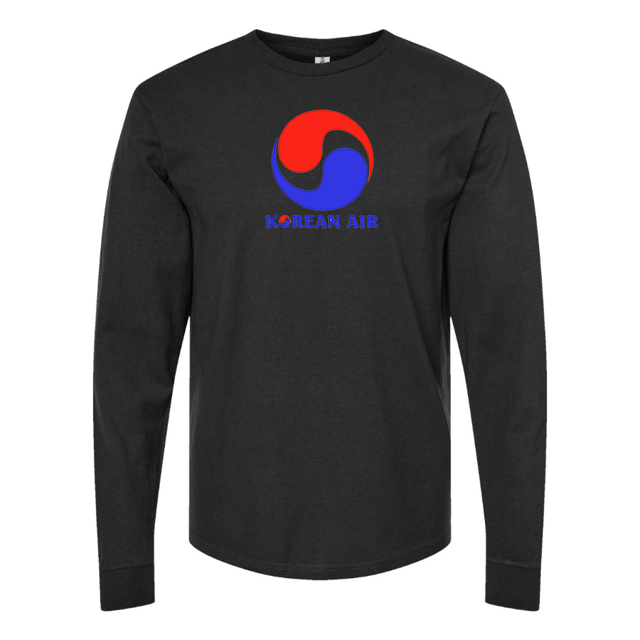 Men's Korean Air Logo Cotton Long Sleeve T-Shirt
