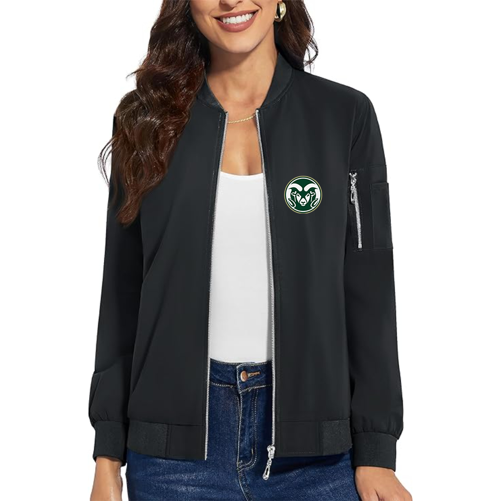 Women's  Colorado State Rams Premium Bomber Jacket with Polished Detailing and Functional Sleeve Pocket Modern Luxury Outerwear