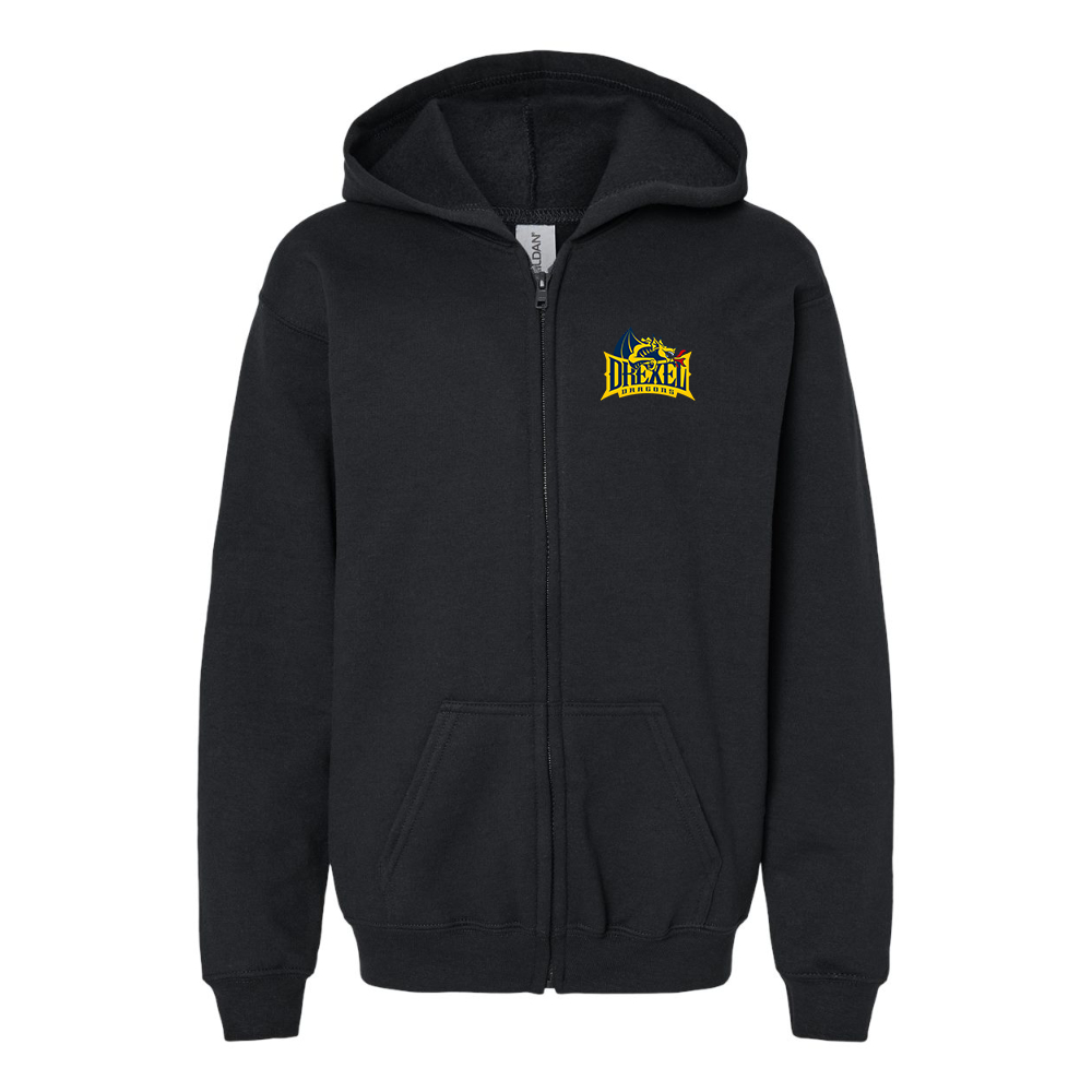 Youth Drexel Dragons Gildan Heavy Blend Full Zip Hooded Sweatshirt