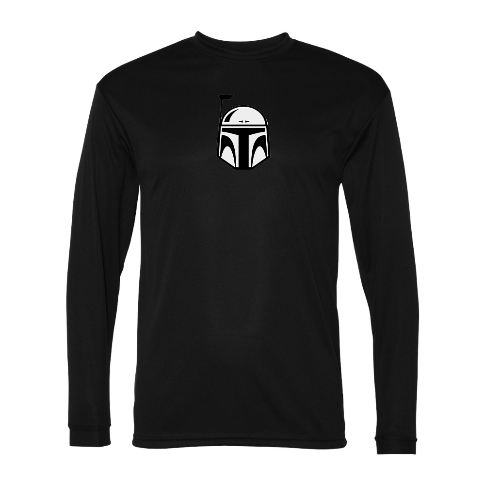 Men's Star Wars Boba Fett Helmet Performance Long Sleeve T-Shirt
