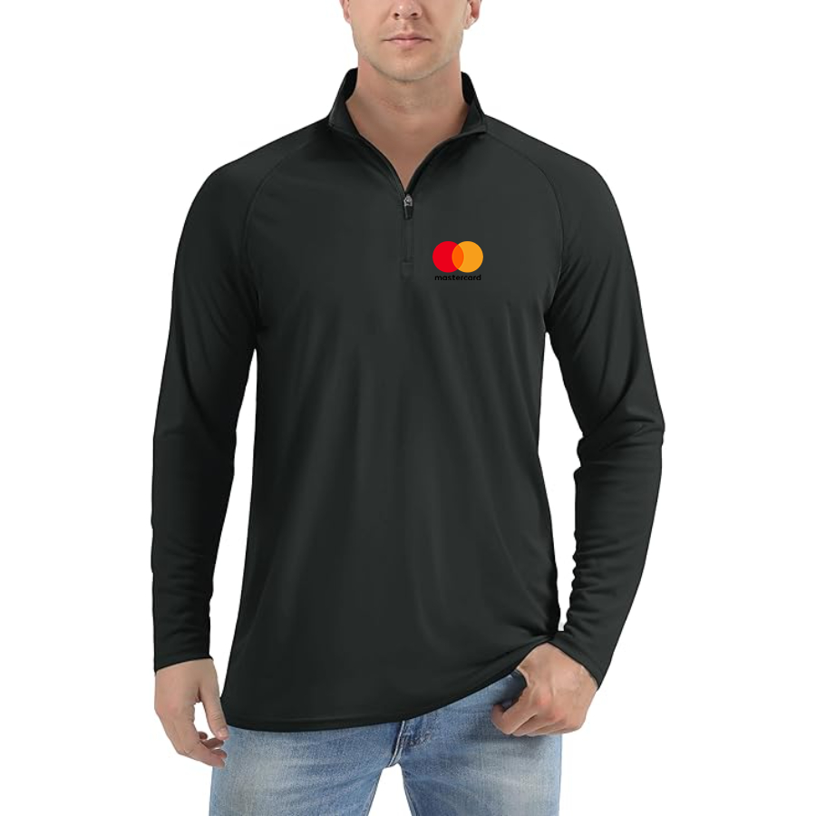 Men's Mastercard Logo Lightweight Quarter-Zip Athletic Shirt Long Sleeve Performance Wear