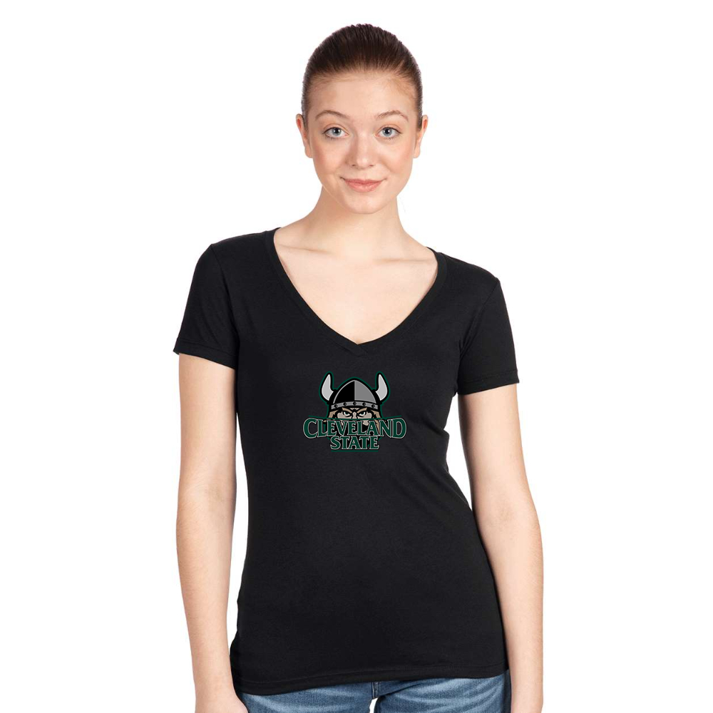 Women's  Cleveland State Vikings    Next Level V-Neck T-Shirt