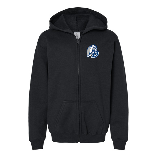 Youth  Drake Bulldogs Gildan Heavy Blend Full Zip Hooded Sweatshirt