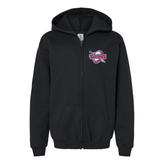 Youth Detroit Titans  Gildan Heavy Blend Full Zip Hooded Sweatshirt