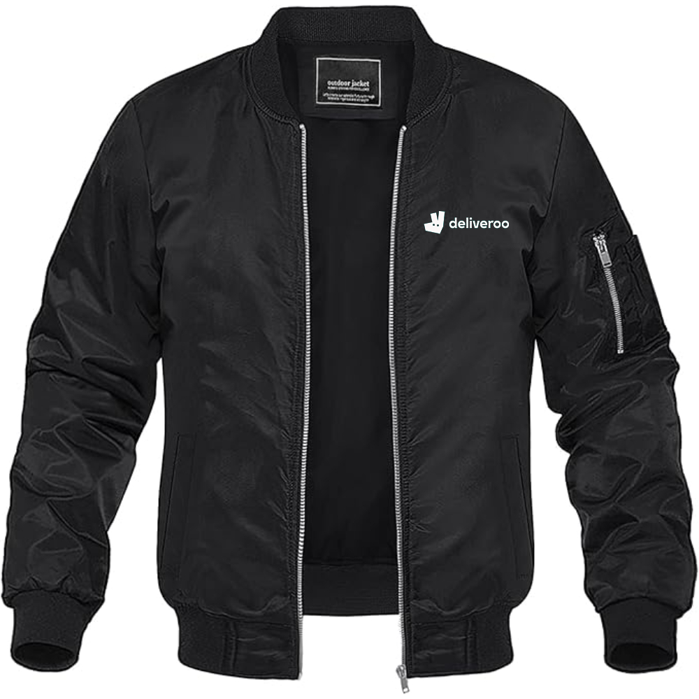 Men's Deliveroo Logo Lightweight Bomber Jacket Windbreaker Softshell Varsity Jacket Coat
