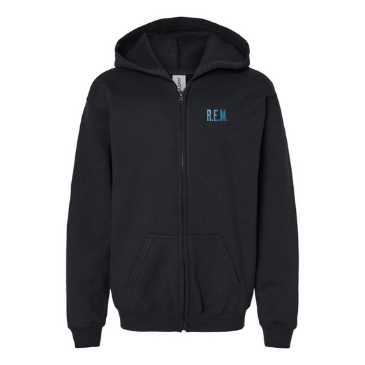 Youth R.E.M. Blue Gildan Heavy Blend Full Zip Hooded Sweatshirt