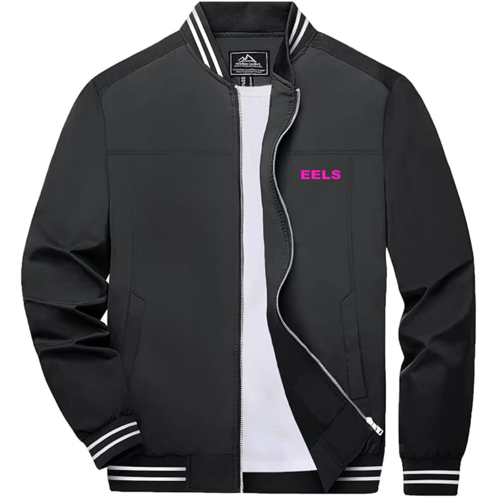 Men's Eels Lightweight Zip-Up Bomber Jacket with Ribbed Collar and Cuffs Versatile Casual Outerwear