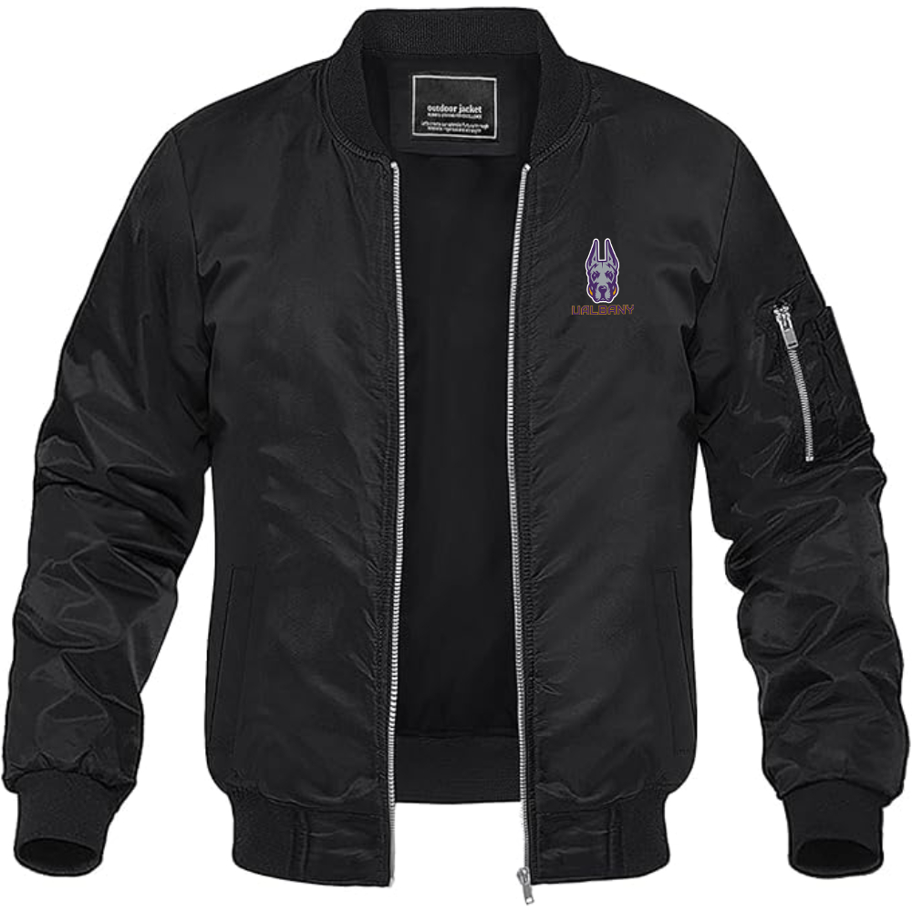 Men's Albany Great Danes  Lightweight Bomber Jacket Windbreaker Softshell Varsity Jacket Coat