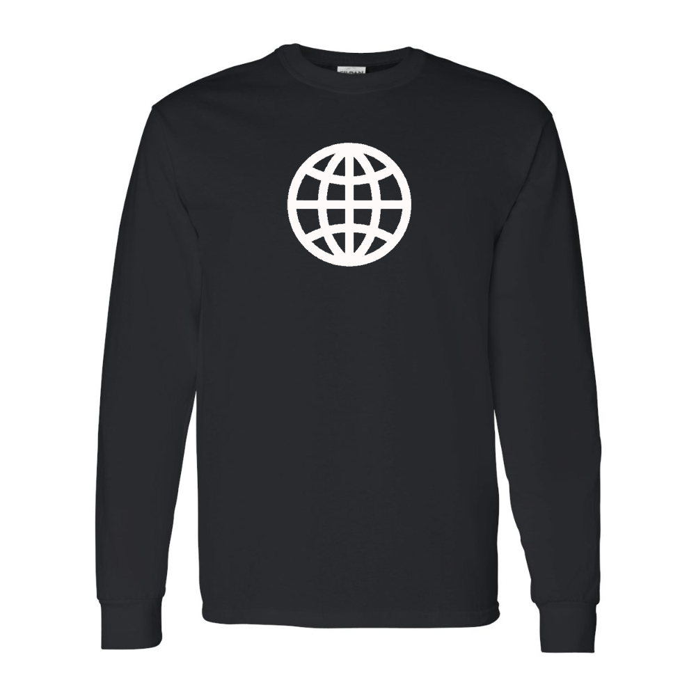 Men's  Internet Globe Gildan Heavy Cotton Long Sleeve T-Shirt