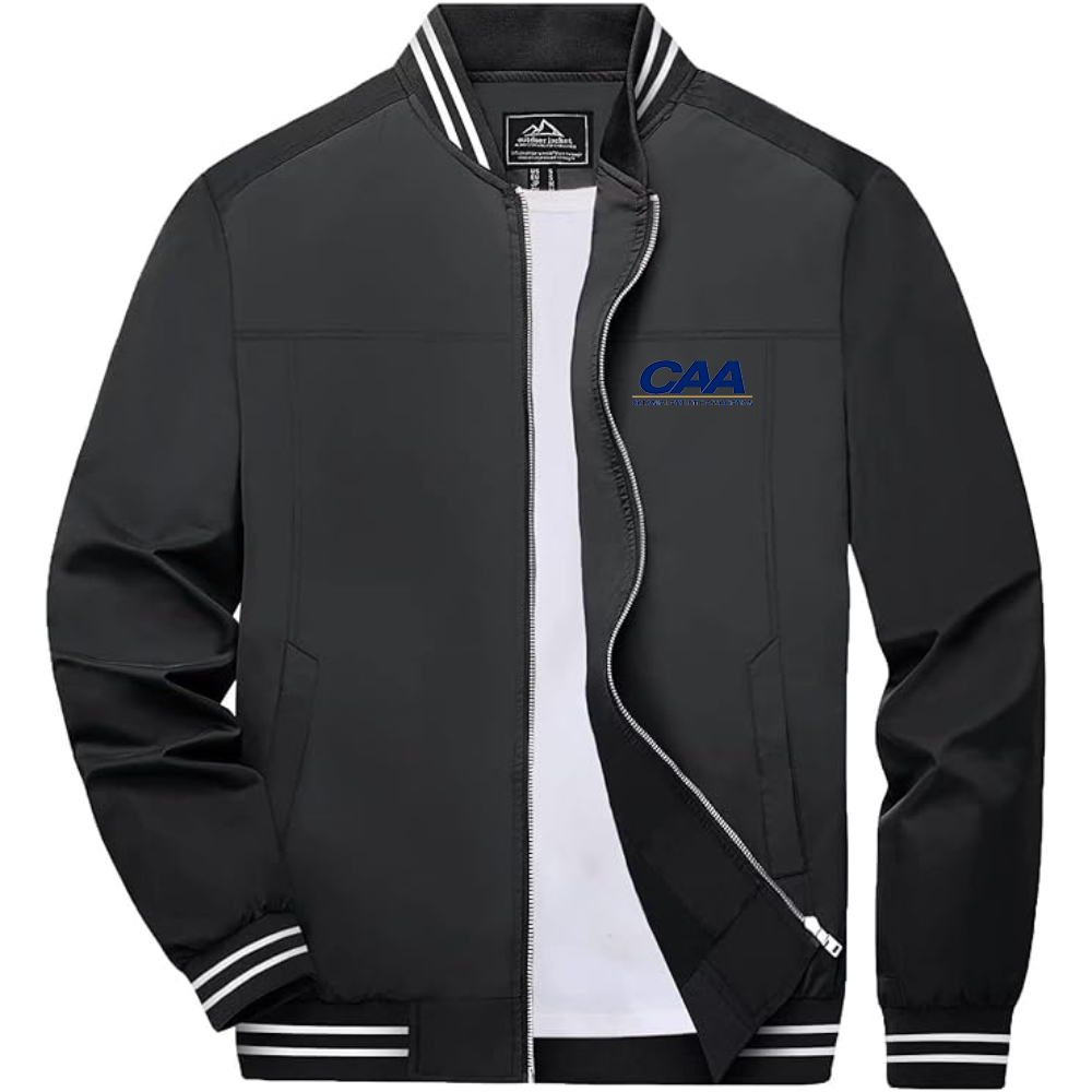 Men's Colonial Athletic Association  Lightweight Zip-Up Bomber Jacket with Ribbed Collar and Cuffs Versatile Casual Outerwear
