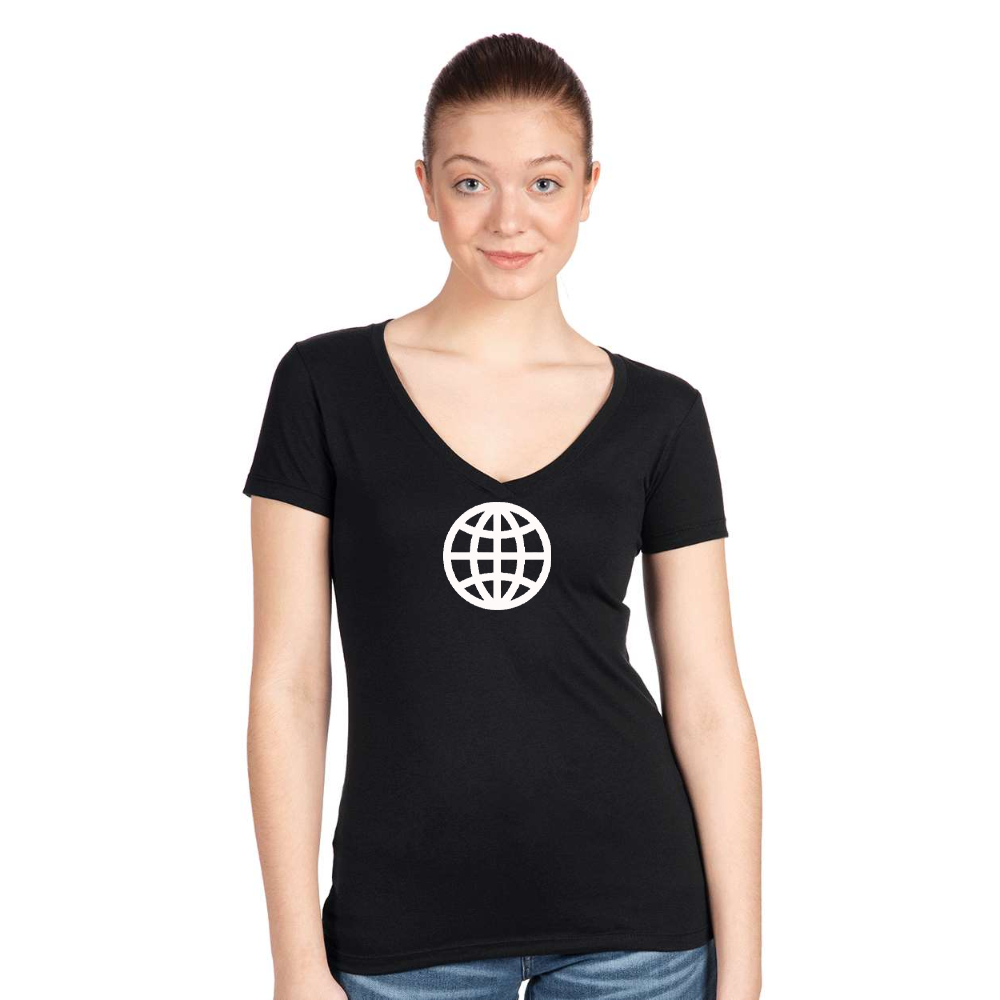Women's Internet Globe  Next Level V-Neck T-Shirt