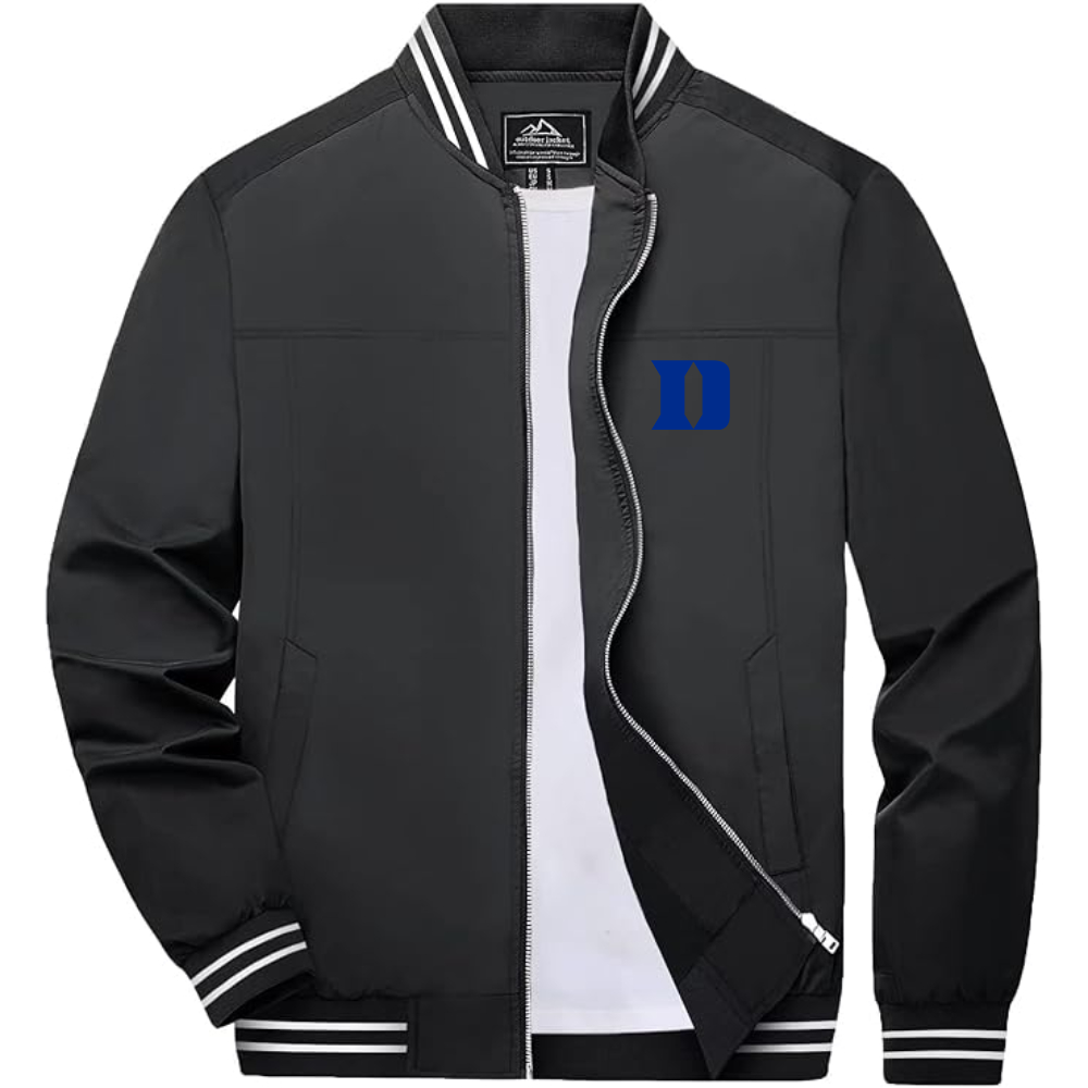 Men's  Duke Blue Devils Lightweight Zip-Up Bomber Jacket with Ribbed Collar and Cuffs Versatile Casual Outerwear