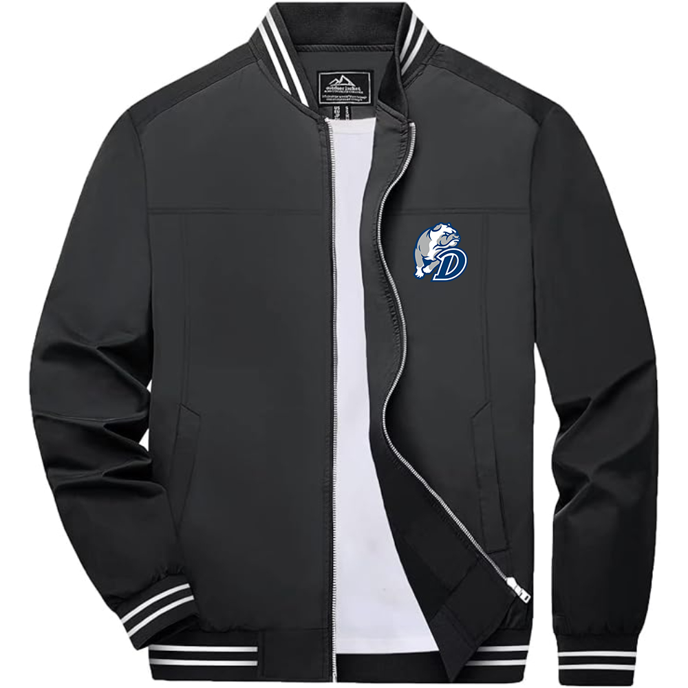Men's Drake Bulldogs Lightweight Zip-Up Bomber Jacket with Ribbed Collar and Cuffs Versatile Casual Outerwear
