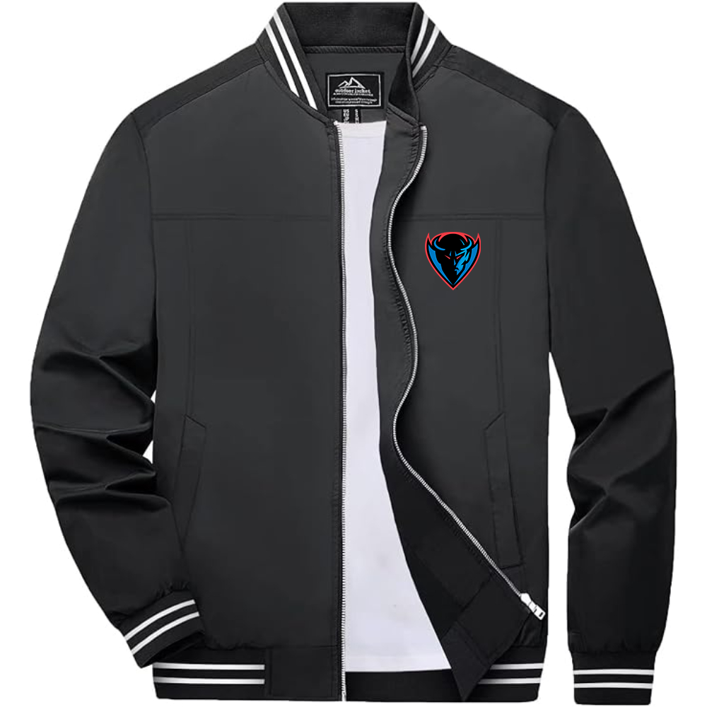 Men's DePaul Blue Demons Lightweight Zip-Up Bomber Jacket with Ribbed Collar and Cuffs Versatile Casual Outerwear