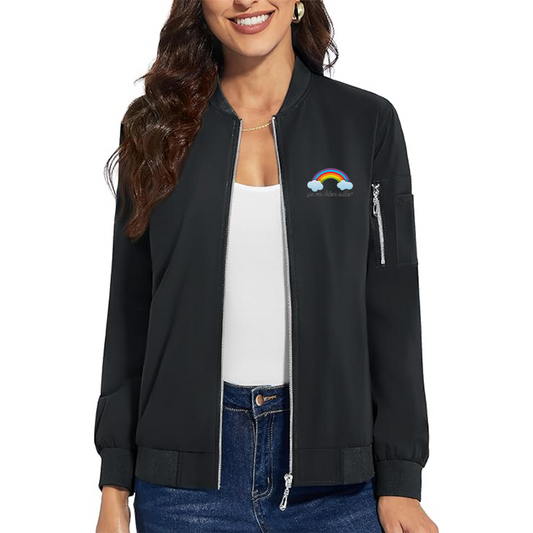 Women's Ça va bien aller Premium Bomber Jacket with Polished Detailing and Functional Sleeve Pocket Modern Luxury Outerwear