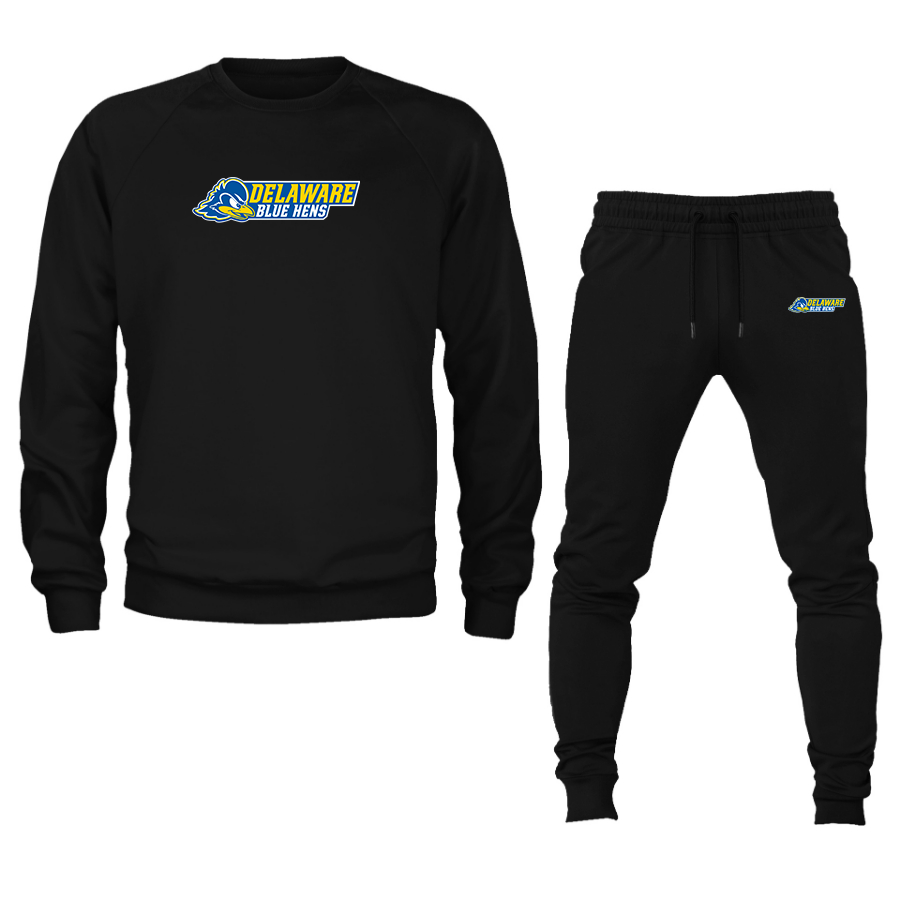 Men's  Delaware Blue Hens Crewneck Sweatshirt Joggers Suit
