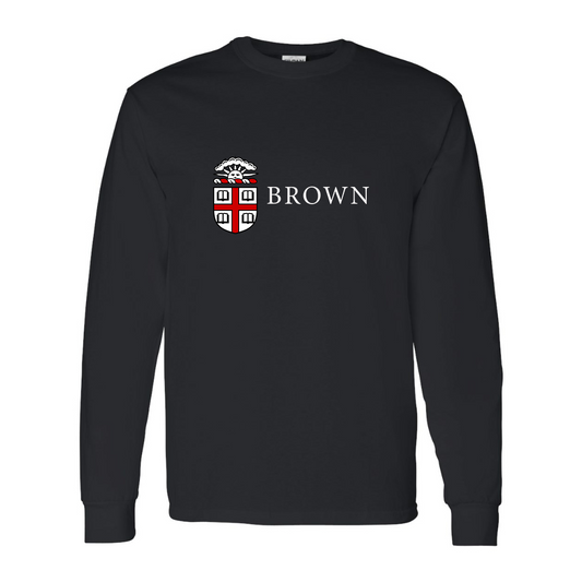Men's Brown University Gildan Heavy Cotton Long Sleeve T-Shirt