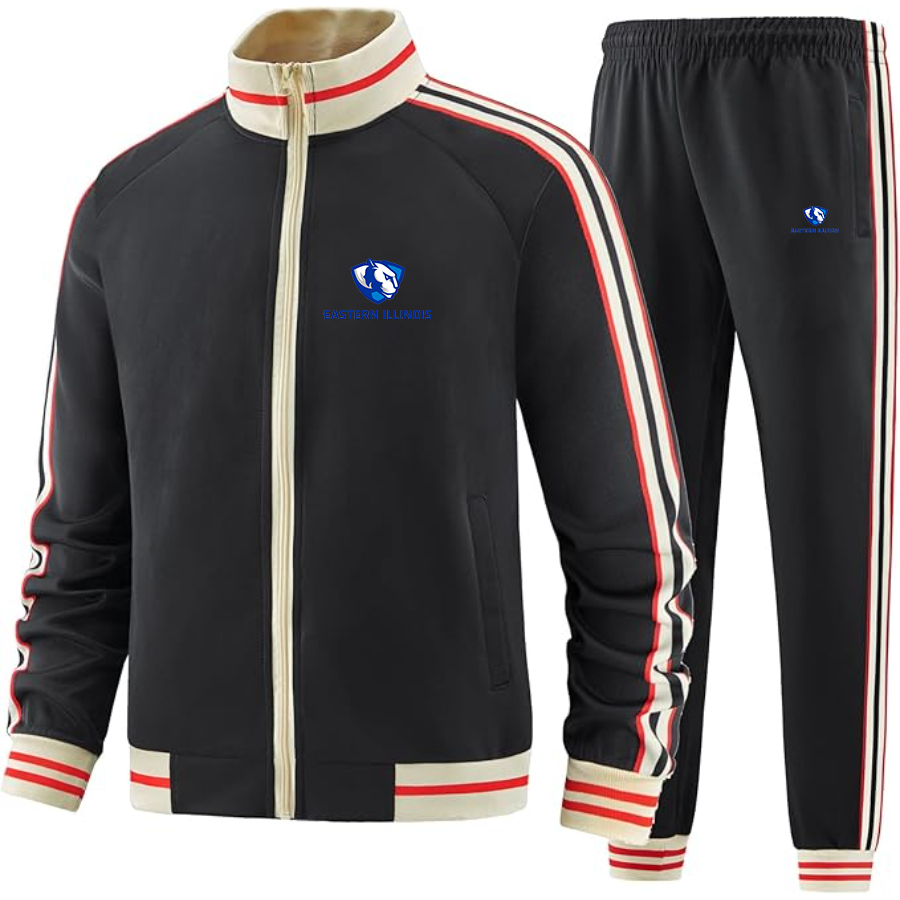 Men's Eastern Illinois Panthers  Two Piece Designer Tracksuit with Bold Striped Accents and Zippered Front Elevated Athletic