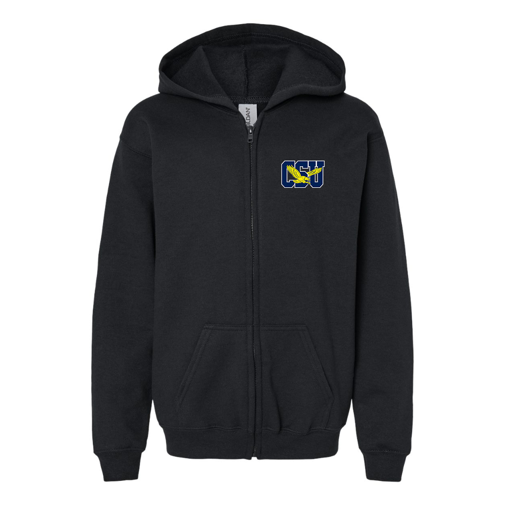 Youth Coppin State Eagles  Gildan Heavy Blend Full Zip Hooded Sweatshirt