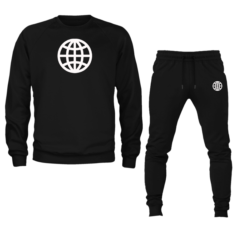 Men's Internet Globe Crewneck Sweatshirt Joggers Suit