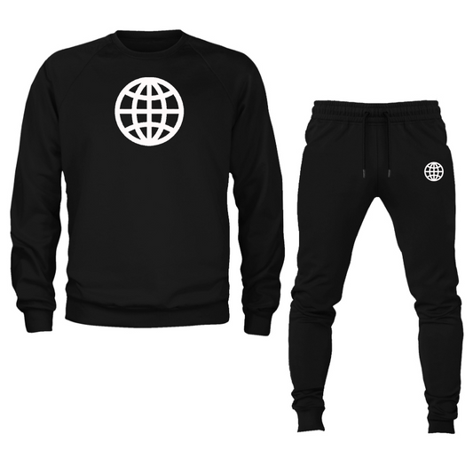 Men's Internet Globe Crewneck Sweatshirt Joggers Suit