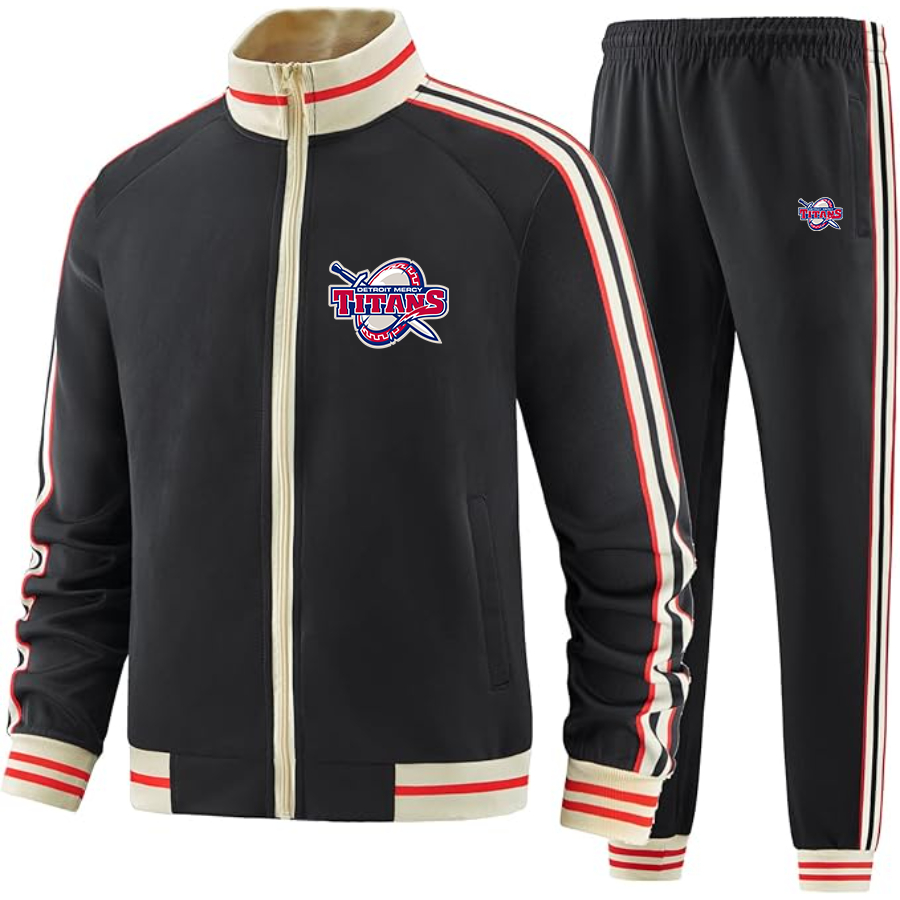 Men's Detroit Titans  Two Piece Designer Tracksuit with Bold Striped Accents and Zippered Front Elevated Athletic