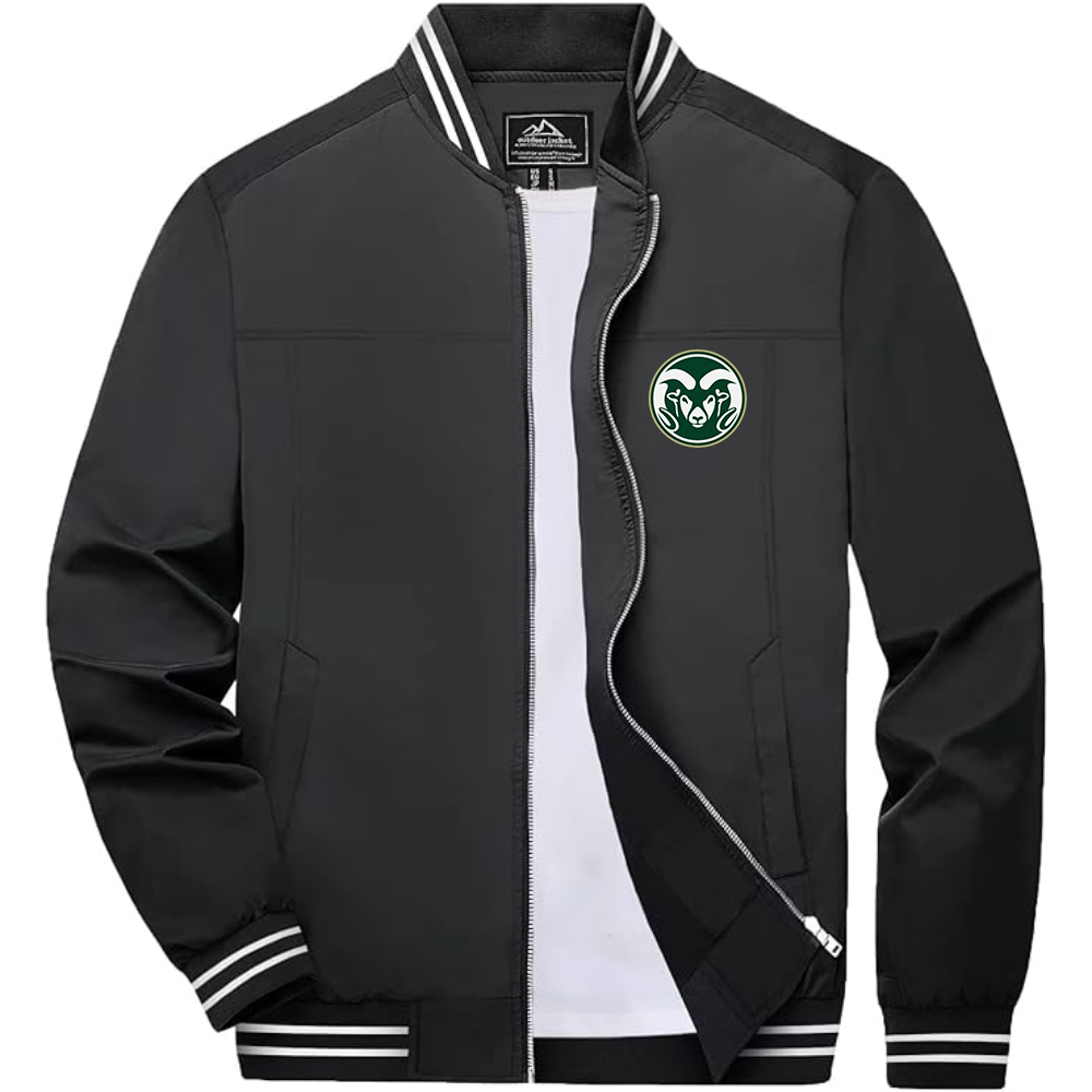 Men's Colorado State Rams  Lightweight Zip-Up Bomber Jacket with Ribbed Collar and Cuffs Versatile Casual Outerwear