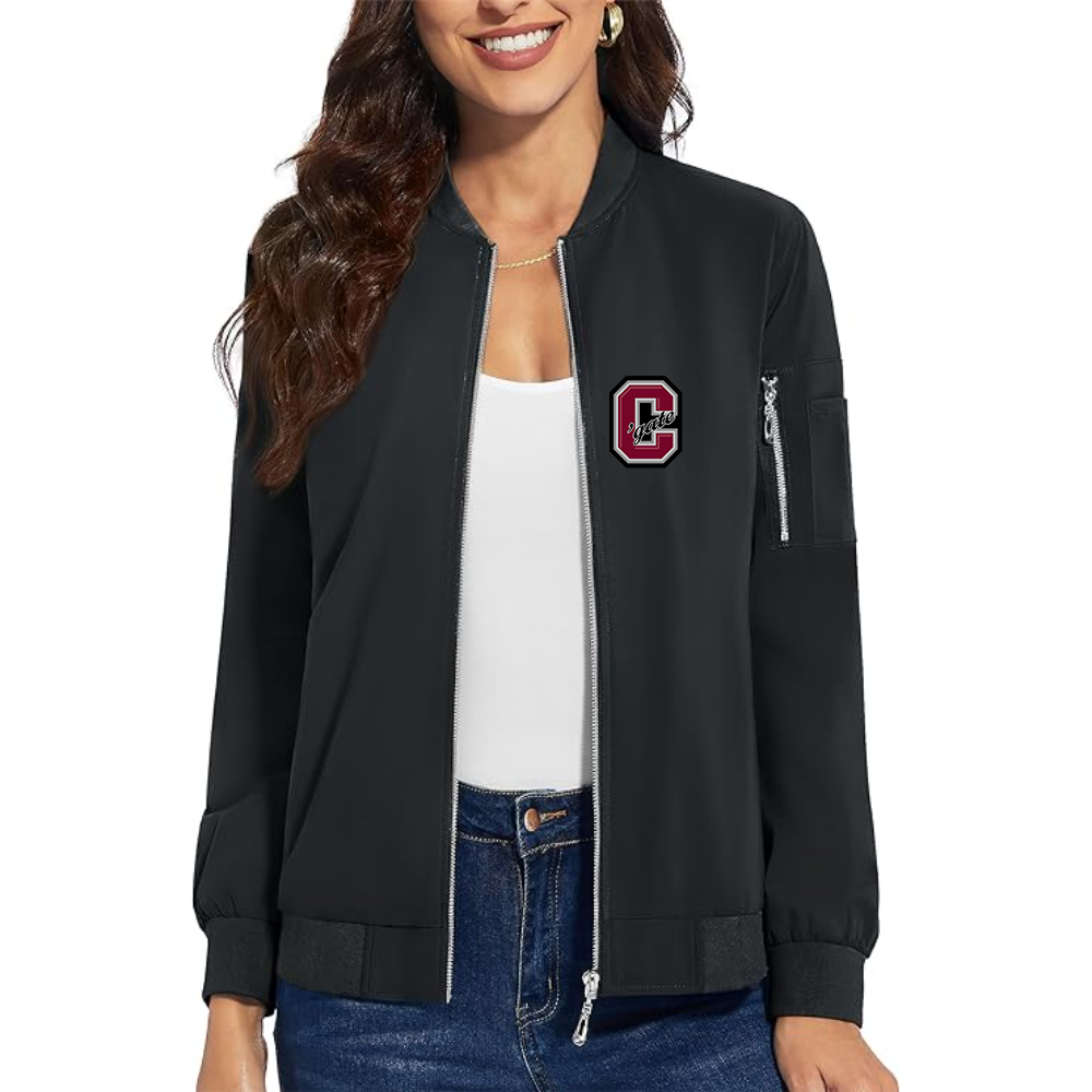 Women's   Colgate Raiders Premium Bomber Jacket with Polished Detailing and Functional Sleeve Pocket Modern Luxury Outerwear