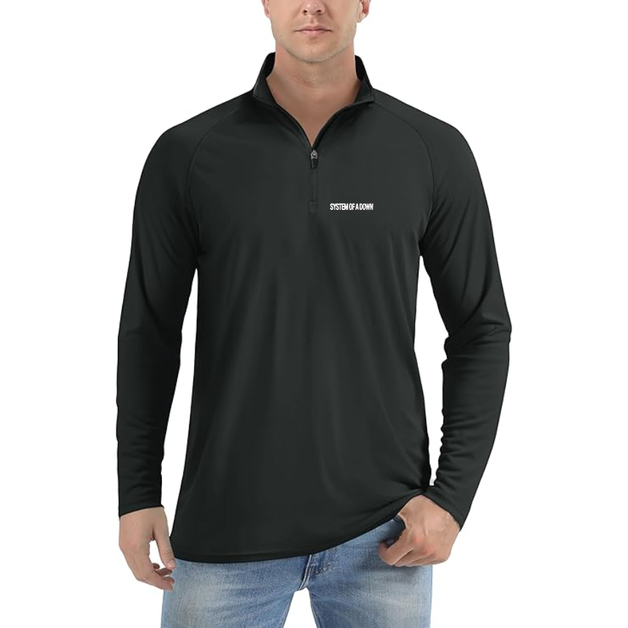 Men's System Of A Down Logo  Lightweight Quarter-Zip Athletic Shirt Long Sleeve Performance Wear