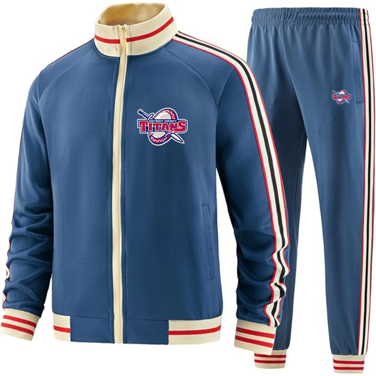 Men's Detroit Titans  Two Piece Designer Tracksuit with Bold Striped Accents and Zippered Front Elevated Athletic