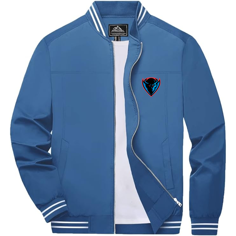 Men's DePaul Blue Demons Lightweight Zip-Up Bomber Jacket with Ribbed Collar and Cuffs Versatile Casual Outerwear