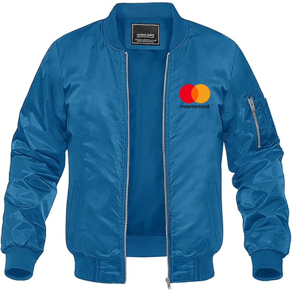 Men's  Mastercard Logo Lightweight Bomber Jacket Windbreaker Softshell Varsity Jacket Coat