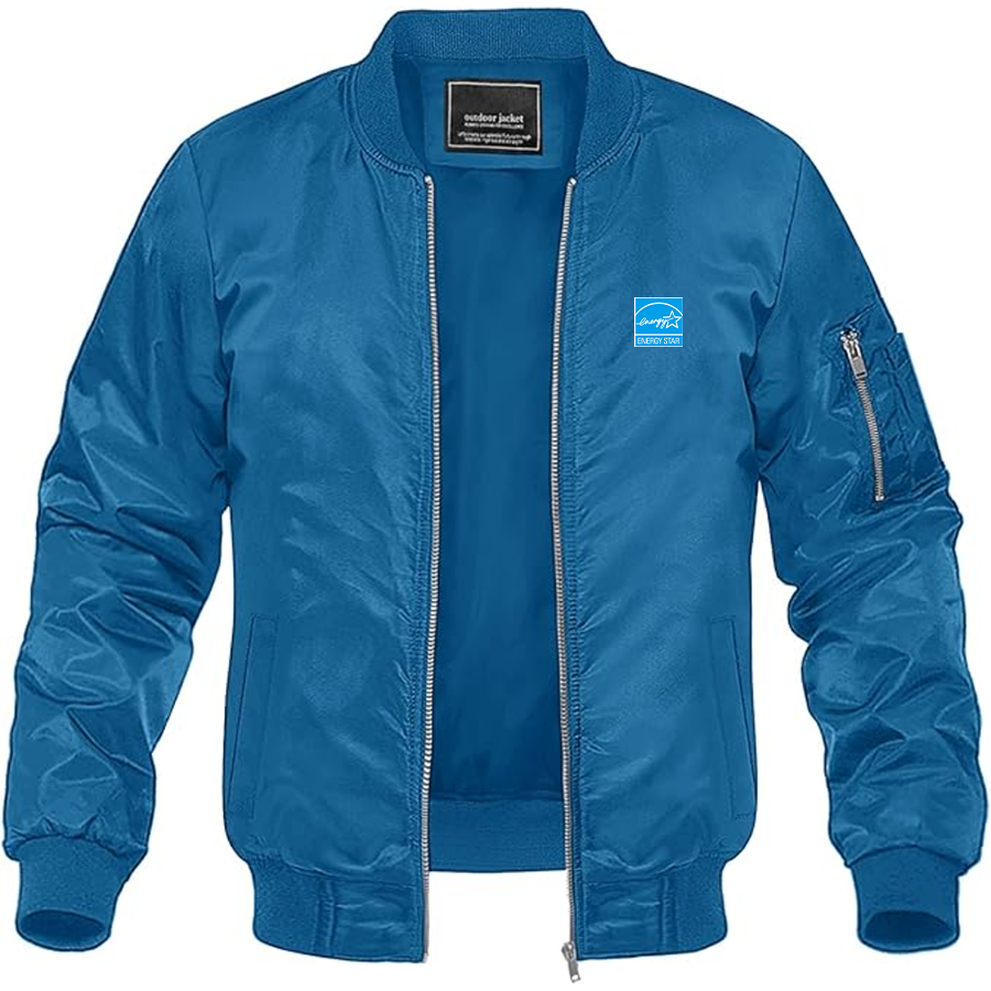 Men's Energy Star Logo Lightweight Bomber Jacket Windbreaker Softshell Varsity Jacket Coat