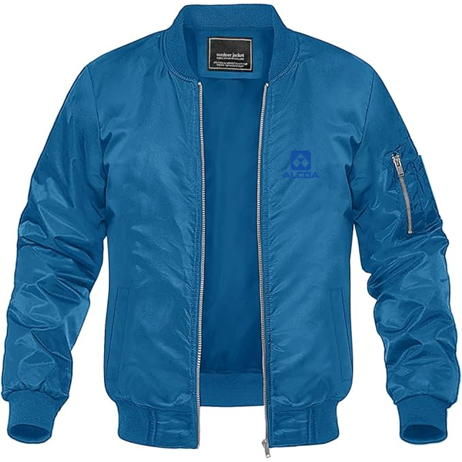 Men's Alcoa Logo Lightweight Bomber Jacket Windbreaker Softshell Varsity Jacket Coat